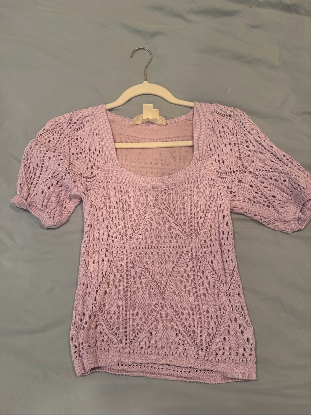 saltwater LUXE Lavender Openwork Knit Scoop Neck Top